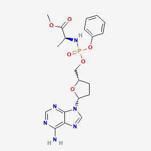 molecular formula C20H25N6O6P B1206040 methyl (2S)-2-[[[(2S,5R)-5-(6-aminopurin-9-yl)tetrahydrofuran-2-yl]methoxy-phenoxy-phosphoryl]amino]propanoate 