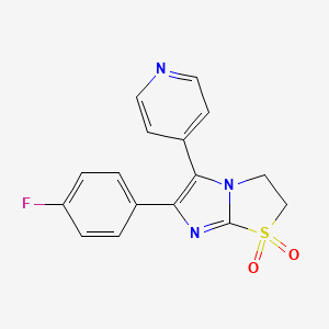 molecular formula C16H12FN3O2S B1206041 Imidazo(2,1-b)thiazole, 6-(4-fluorophenyl)-2,3-dihydro-5-(4-pyridinyl)-, 1,1-dioxide CAS No. 72873-78-0