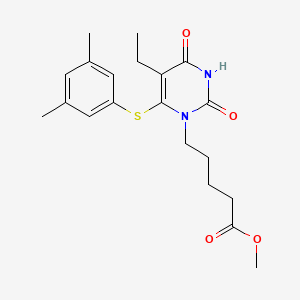 molecular formula C20H26N2O4S B1206042 6-[(3,5-Dimethylphenyl)thio]-5-ethyl-1-[4-(methoxy-carbonyl)butyl]uracil 
