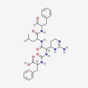 molecular formula C31H41N7O6 B1206166 2-[[1-(2-Amino-1,4,5,6-tetrahydropyrimidin-6-yl)-2-[[4-methyl-1-oxo-1-[(1-oxo-3-phenylpropan-2-yl)amino]pentan-2-yl]amino]-2-oxoethyl]carbamoylamino]-3-phenylpropanoic acid CAS No. 51759-76-3