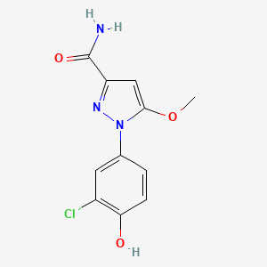 molecular formula C11H10ClN3O3 B1206193 3-Carbamoyl-1-(3-chloro-4-hydroxyphenyl)-5-methoxypyrazole CAS No. 77935-72-9