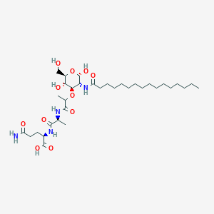 (2R)-5-amino-2-[[(2S)-2-[2-[(2S,3R,4R,5S,6R)-3-(hexadecanoylamino)-2,5-dihydroxy-6-(hydroxymethyl)oxan-4-yl]oxypropanoylamino]propanoyl]amino]-5-oxopentanoic acid