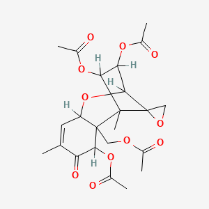 molecular formula C23H28O11 B1206201 (3,10,11-Triacetyloxy-1,5-dimethyl-4-oxospiro[8-oxatricyclo[7.2.1.02,7]dodec-5-ene-12,2'-oxirane]-2-yl)methyl acetate CAS No. 14287-83-3