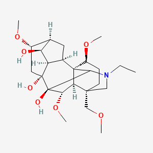 molecular formula C25H41NO7 B1206209 Aconitane-7,8,14-triol, 20-ethyl-4-(methoxymethyl)-1,6,16-trimethoxy-, (1-alpha,6-beta,14-alpha,16-beta)- 