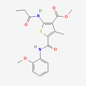 molecular formula C18H20N2O5S B12062383 Methyl 5-((2-methoxyphenyl)carbamoyl)-4-methyl-2-propionamidothiophene-3-carboxylate 