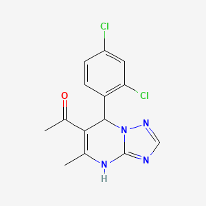 molecular formula C14H12Cl2N4O B1206263 1-[7-(2,4-Dichlorophenyl)-5-methyl-1,7-dihydro-[1,2,4]triazolo[1,5-a]pyrimidin-6-yl]ethanone 