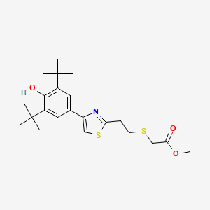 Acetic acid, 2-[[2-[4-[3,5-bis(1,1-dimethylethyl)-4-hydroxyphenyl]-2-thiazolyl]ethyl]thio]-, methyl ester