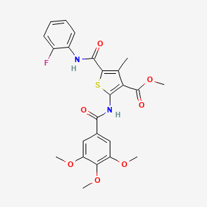 molecular formula C24H23FN2O7S B12063134 Methyl 5-((2-fluorophenyl)carbamoyl)-4-methyl-2-(3,4,5-trimethoxybenzamido)thiophene-3-carboxylate 