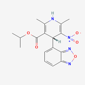 molecular formula C17H18N4O5 B1206320 3-Pyridinecarboxylic acid, 4-(4-benzofurazanyl)-1,4-dihydro-2,6-dimethyl-5-nitro-, 1-methylethyl ester, (R)- CAS No. 97217-84-0