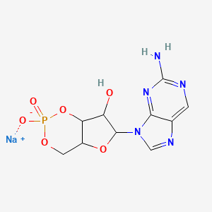 molecular formula C10H11N5NaO6P B12063255 sodium;6-(2-aminopurin-9-yl)-2-oxido-2-oxo-4a,6,7,7a-tetrahydro-4H-furo[3,2-d][1,3,2]dioxaphosphinin-7-ol 