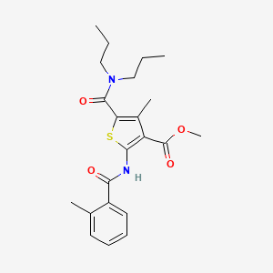 molecular formula C22H28N2O4S B12063285 Methyl 5-(dipropylcarbamoyl)-4-methyl-2-(2-methylbenzamido)thiophene-3-carboxylate 