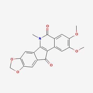 molecular formula C20H15NO6 B1206365 2,3-Dimethoxy-6-methyl-5H-(1,3)dioxolo(4',5':5,6)indeno(1,2-c)isoquinoline-5,12(6H)-dione CAS No. 66358-49-4