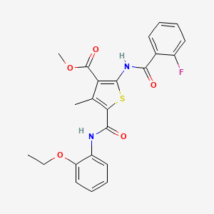 molecular formula C23H21FN2O5S B12063672 Methyl 5-((2-ethoxyphenyl)carbamoyl)-2-(2-fluorobenzamido)-4-methylthiophene-3-carboxylate 