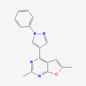 molecular formula C17H14N4O B1206368 2,6-二甲基-4-(1-苯基-4-吡唑基)呋喃[2,3-d]嘧啶 