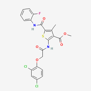 Methyl 2-(2-(2,4-dichlorophenoxy)acetamido)-5-((2-fluorophenyl)carbamoyl)-4-methylthiophene-3-carboxylate