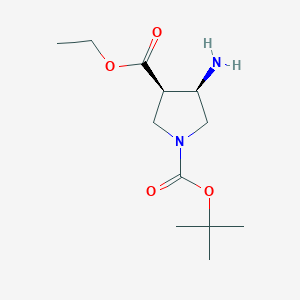 molecular formula C12H22N2O4 B12063696 (3R,4R)-1-tert-Butyl 3-ethyl 4-aminopyrrolidine-1,3-dicarboxylate 