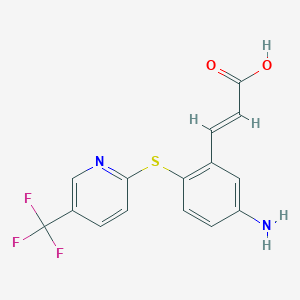 3-(5-Amino-2-{[5-(trifluoromethyl)pyridin-2-yl]thio}phenyl)acrylic acid