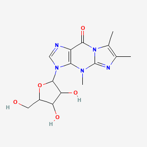 molecular formula C15H19N5O5 B12064090 3-[3,4-Dihydroxy-5-(hydroxymethyl)oxolan-2-yl]-4,6,7-trimethylimidazo[1,2-a]purin-9-one 