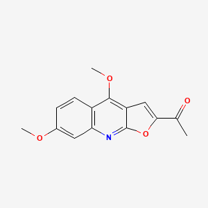 molecular formula C15H13NO4 B1206426 1-(4,7-二甲氧基呋喃[2,3-b]喹啉-2-基)乙酮 