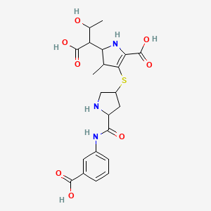 molecular formula C22H27N3O8S B12064391 2-(1-carboxy-2-hydroxypropyl)-4-[5-[(3-carboxyphenyl)carbamoyl]pyrrolidin-3-yl]sulfanyl-3-methyl-2,3-dihydro-1H-pyrrole-5-carboxylic acid 