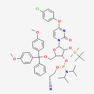 molecular formula C51H64ClN4O9PSi B12064562 3-[[2-[[bis(4-methoxyphenyl)-phenylmethoxy]methyl]-4-[tert-butyl(dimethyl)silyl]oxy-5-[4-(4-chlorophenoxy)-2-oxopyrimidin-1-yl]oxolan-3-yl]oxy-[di(propan-2-yl)amino]phosphanyl]oxypropanenitrile 