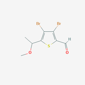 3,4-Dibromo-5-(1-methoxyethyl)thiophene-2-carbaldehyde