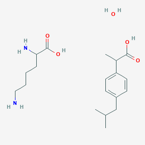 molecular formula C19H34N2O5 B12064587 2,6-Diaminohexanoic acid;2-[4-(2-methylpropyl)phenyl]propanoic acid;hydrate 