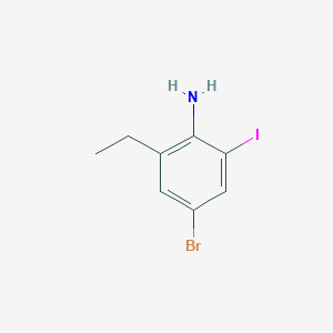 molecular formula C8H9BrIN B12064652 4-Bromo-2-ethyl-6-iodoaniline 