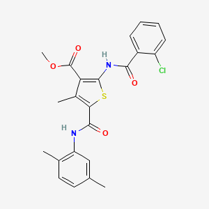 molecular formula C23H21ClN2O4S B12064990 Methyl 2-(2-chlorobenzamido)-5-((2,5-dimethylphenyl)carbamoyl)-4-methylthiophene-3-carboxylate 