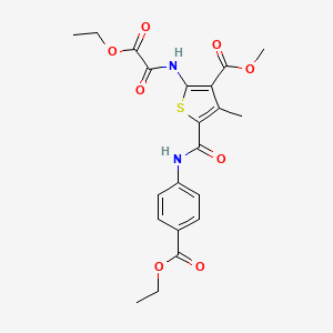 molecular formula C21H22N2O8S B12065223 5-(4-Ethoxycarbonyl-phenylcarbamoyl)-2-(ethoxyoxalyl-amino)-4-methyl-thiophene-3-carboxylic acid methyl ester 