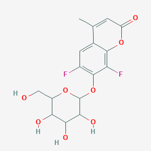 molecular formula C16H16F2O8 B12065380 6,8-Difluoro-4-methyl-7-[(2S,3R,4S,5S,6R)-3,4,5-trihydroxy-6-(hydroxymethyl)tetrahydropyran-2-yl]oxy-chromen-2-one 