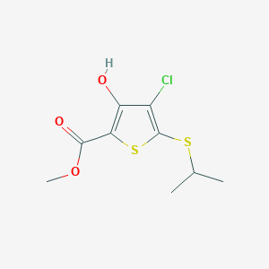 molecular formula C9H11ClO3S2 B12065406 Methyl 4-chloro-3-hydroxy-5-(isopropylthio)thiophene-2-carboxylate 