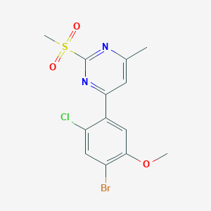 molecular formula C13H12BrClN2O3S B12065539 4-(4-Bromo-2-chloro-5-methoxyphenyl)-6-methyl-2-(methylsulfonyl)pyrimidine 