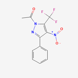 molecular formula C12H8F3N3O3 B12065554 1-Acetyl-4-nitro-3-phenyl-5-(trifluoromethyl)-1H-pyrazole CAS No. 1017793-90-6