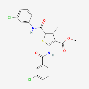 molecular formula C21H16Cl2N2O4S B12065577 Methyl 2-(3-chlorobenzamido)-5-((3-chlorophenyl)carbamoyl)-4-methylthiophene-3-carboxylate 