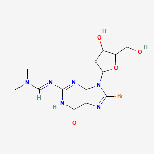 molecular formula C13H17BrN6O4 B12065630 N'-[8-bromo-9-[4-hydroxy-5-(hydroxymethyl)oxolan-2-yl]-6-oxo-1H-purin-2-yl]-N,N-dimethylmethanimidamide 