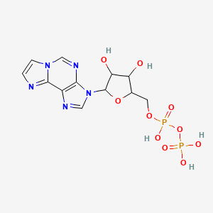 molecular formula C12H15N5O10P2 B12065663 (3,4-Dihydroxy-5-imidazo[2,1-f]purin-3-yloxolan-2-yl)methyl phosphono hydrogen phosphate 