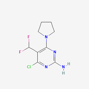 molecular formula C9H11ClF2N4 B12065706 4-Chloro-5-(difluoromethyl)-6-pyrrolidin-1-yl-pyrimidin-2-amine 