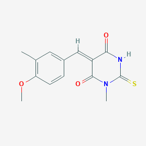 molecular formula C14H14N2O3S B1206576 (5Z)-5-[(4-methoxy-3-methylphenyl)methylidene]-1-methyl-2-sulfanylidene-1,3-diazinane-4,6-dione 