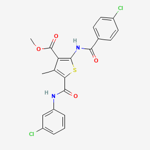 molecular formula C21H16Cl2N2O4S B12066424 Methyl 2-(4-chlorobenzamido)-5-((3-chlorophenyl)carbamoyl)-4-methylthiophene-3-carboxylate 