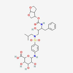 6-[4-[[3-(2,3,3a,4,5,6a-Hexahydrofuro[2,3-b]furan-4-yloxycarbonylamino)-2-hydroxy-4-phenylbutyl]-(2-methylpropyl)sulfamoyl]anilino]-3,4,5-trihydroxyoxane-2-carboxylic acid