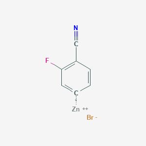 molecular formula C7H3BrFNZn B12066603 zinc;2-fluorobenzene-4-ide-1-carbonitrile;bromide 