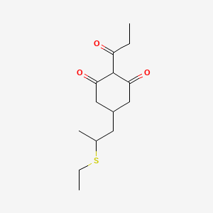 molecular formula C14H22O3S B12066662 1,3-Cyclohexanedione, 5-[2-(ethylthio)propyl]-2-(1-oxopropyl)- CAS No. 99422-01-2