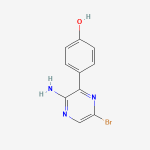 molecular formula C10H8BrN3O B12066706 4-(3-Amino-6-bromo-pyrazin-2-yl)-phenol 