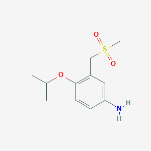 molecular formula C11H17NO3S B12066782 4-Isopropoxy-3-methanesulfonylmethyl-phenylamine 