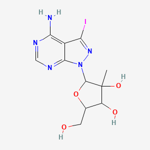 molecular formula C11H14IN5O4 B12066899 2-(4-Amino-3-iodopyrazolo[3,4-d]pyrimidin-1-yl)-5-(hydroxymethyl)-3-methyloxolane-3,4-diol 