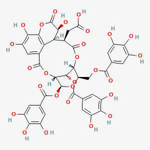 molecular formula C41H32O27 B1206700 2-[(4R,5S,7R,8R,11R,12S,13S,21S)-13,17,18-trihydroxy-2,10,14-trioxo-5,21-bis[(3,4,5-trihydroxybenzoyl)oxy]-7-[(3,4,5-trihydroxybenzoyl)oxymethyl]-3,6,9,15-tetraoxatetracyclo[10.7.1.14,8.016,20]henicosa-1(19),16(20),17-trien-11-yl]acetic acid 