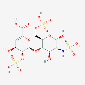 molecular formula C12H19NO19S3 B1206703 (2R,3R,4S)-2-[(2R,3S,4R,5R,6S)-4,6-二羟基-5-(磺酰氨基)-2-(磺酰氧甲基)氧杂环-3-基]氧基-4-羟基-3-磺酰氧基-3,4-二氢-2H-吡喃-6-羧酸 