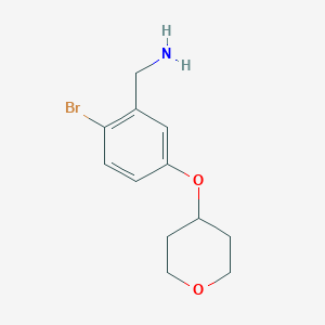 molecular formula C12H16BrNO2 B12067086 [2-Bromo-5-(oxan-4-yloxy)phenyl]methanamine 