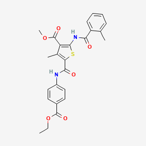 molecular formula C25H24N2O6S B12067095 Methyl 5-((4-(ethoxycarbonyl)phenyl)carbamoyl)-4-methyl-2-(2-methylbenzamido)thiophene-3-carboxylate 